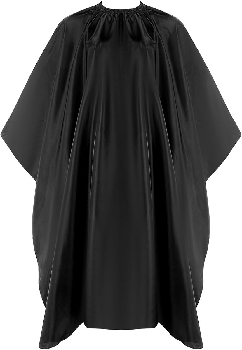 kapperscape, kappersaccessoires, elastische haken, cape, waterdichte kapperscape voor kapsalon, kappers, zwart, L
