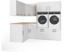 Wasophoogte® Wasmachine Kast Amsterdam - Wasmachine verhoger - Wasmachine ombouw - 700(D)*3130(B)*2350(H) mm - Zwart