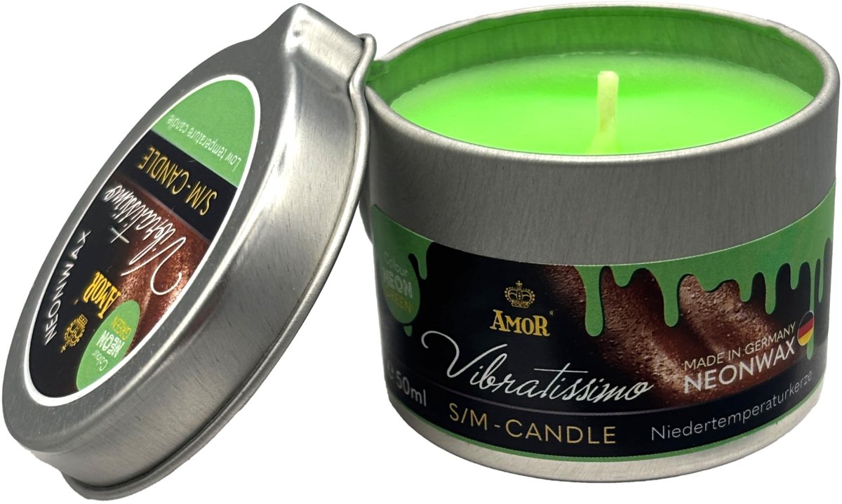 VIBRATISSIMO S/M CandleNeon Green 50 ml I Lage Temperatuur I Wax Geurloos I Druppel voor Erotische Spelen I voor Koppels