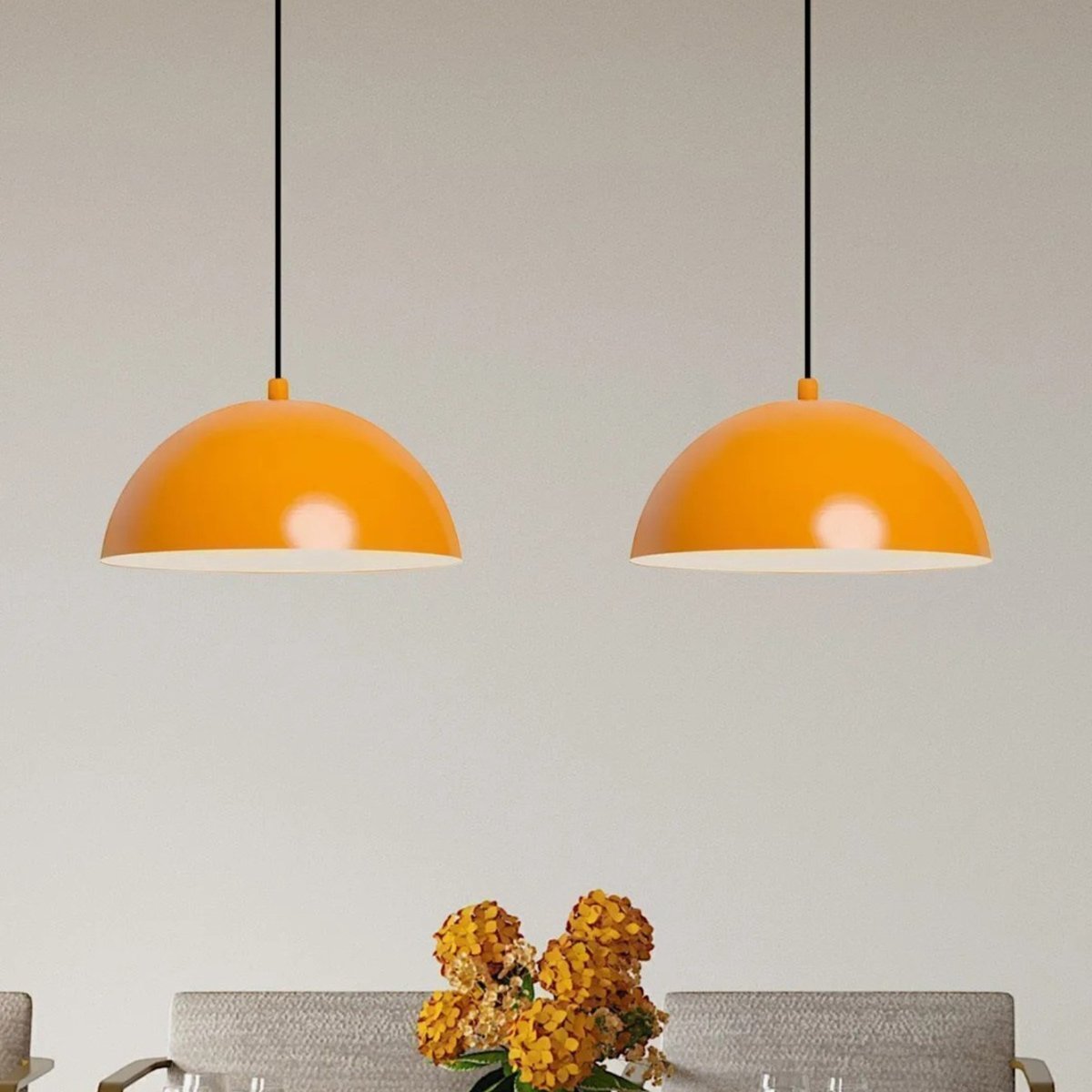 Bamyum hanglamp, industriële Modern stijl, Ø25 cm, geel metalen lamp