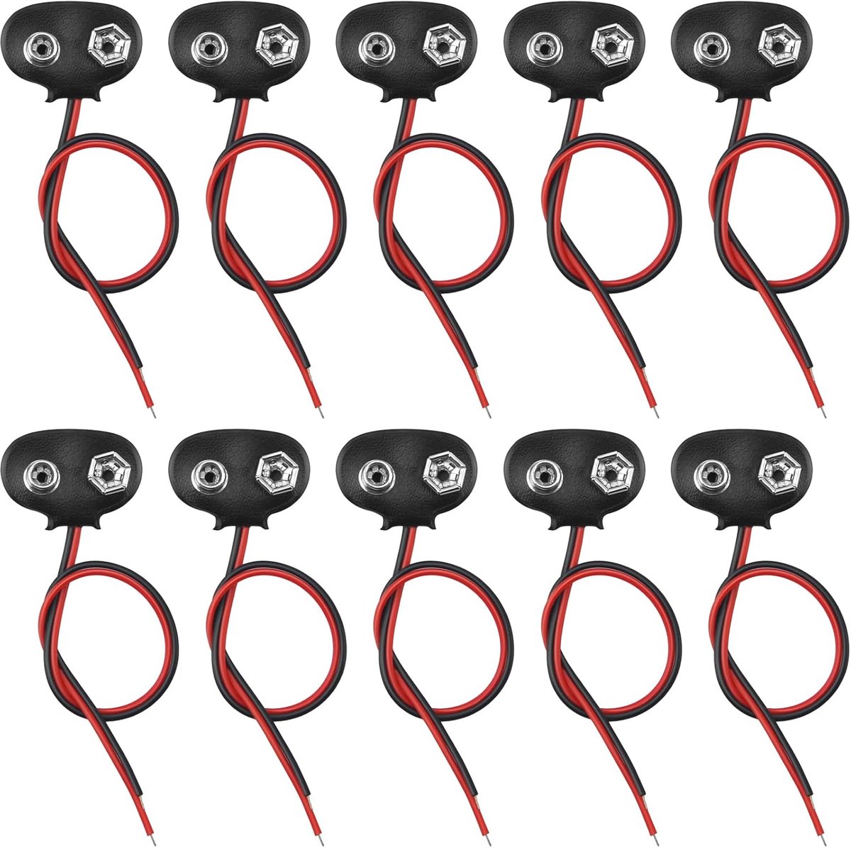 10 stuks 9V batterijconnectoren, T-type 9 volt batterijclip, 9V