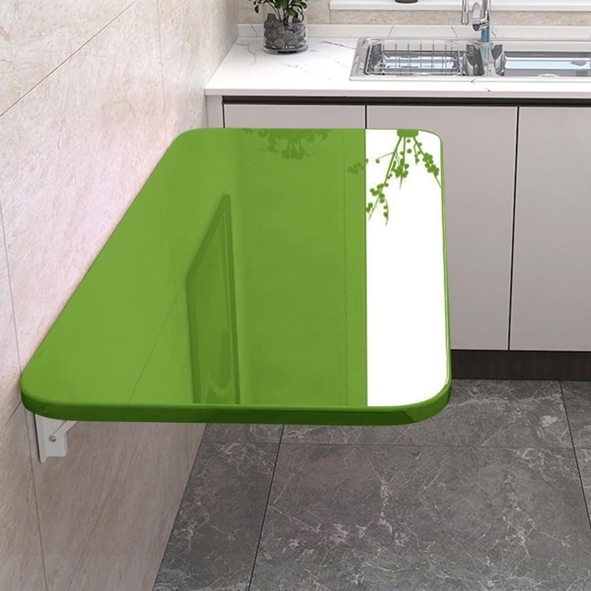 Opklapbare Wandtafel - Klaptafel Opvouwbaar - Ruimte Besparen - Stevige Beugel - 120x40cm - Groen