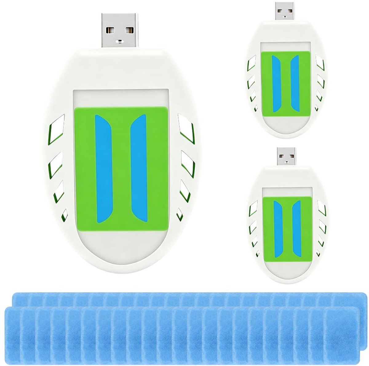 3 stuks draagbare USB-elektrische muggenbescherming met 120 muggenbeschermtabletten, elektrische insectenverdelger, elektrische muggenbescherming, stopcontact voor wandelen