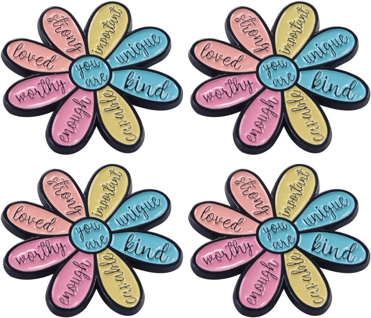 4 stuks cartoon bloem emaille pinnen set, pin-insignes, levendige