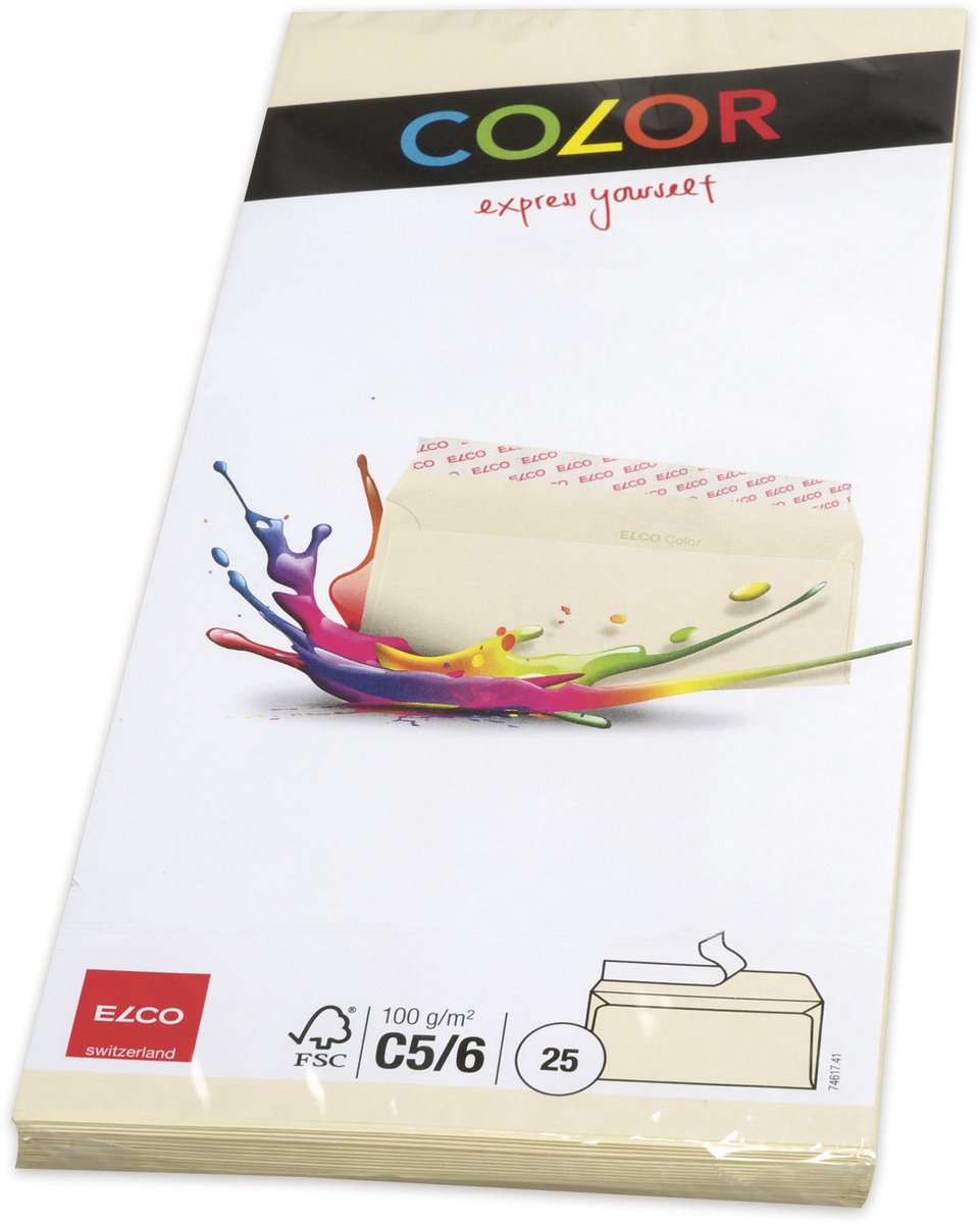 Elco envelop Office Color FSC C5/6 100 gram beige 25 stuks - EO-74617-41