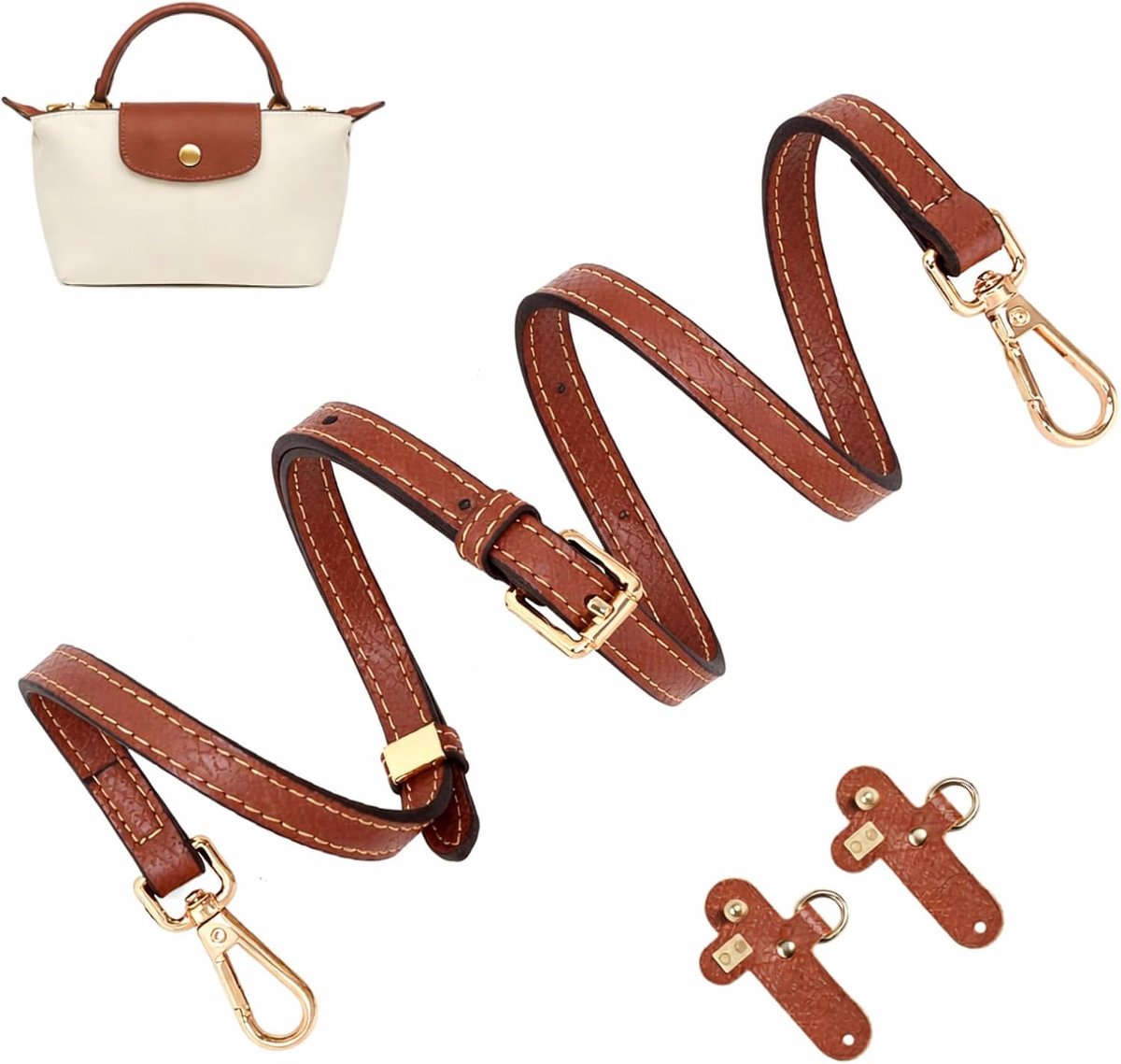 Schouderriem voor Longchamp Mini-tas met 2 adapters van 1,2 cm in
