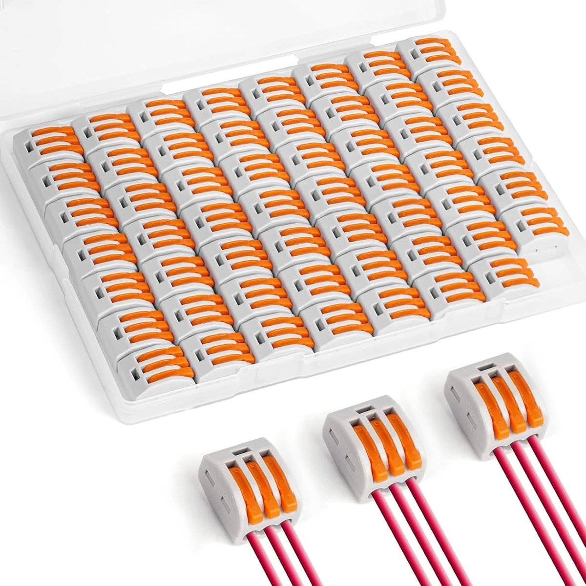 60 stuks elektrische klemmen, met bedieningshendel, kabelklemmen, 4 mm², kabelklemmen, draadklem, steekklemmen, verbindingsklemmen, stroomklemmen, aansluitklemmen, elektrische klemmen
