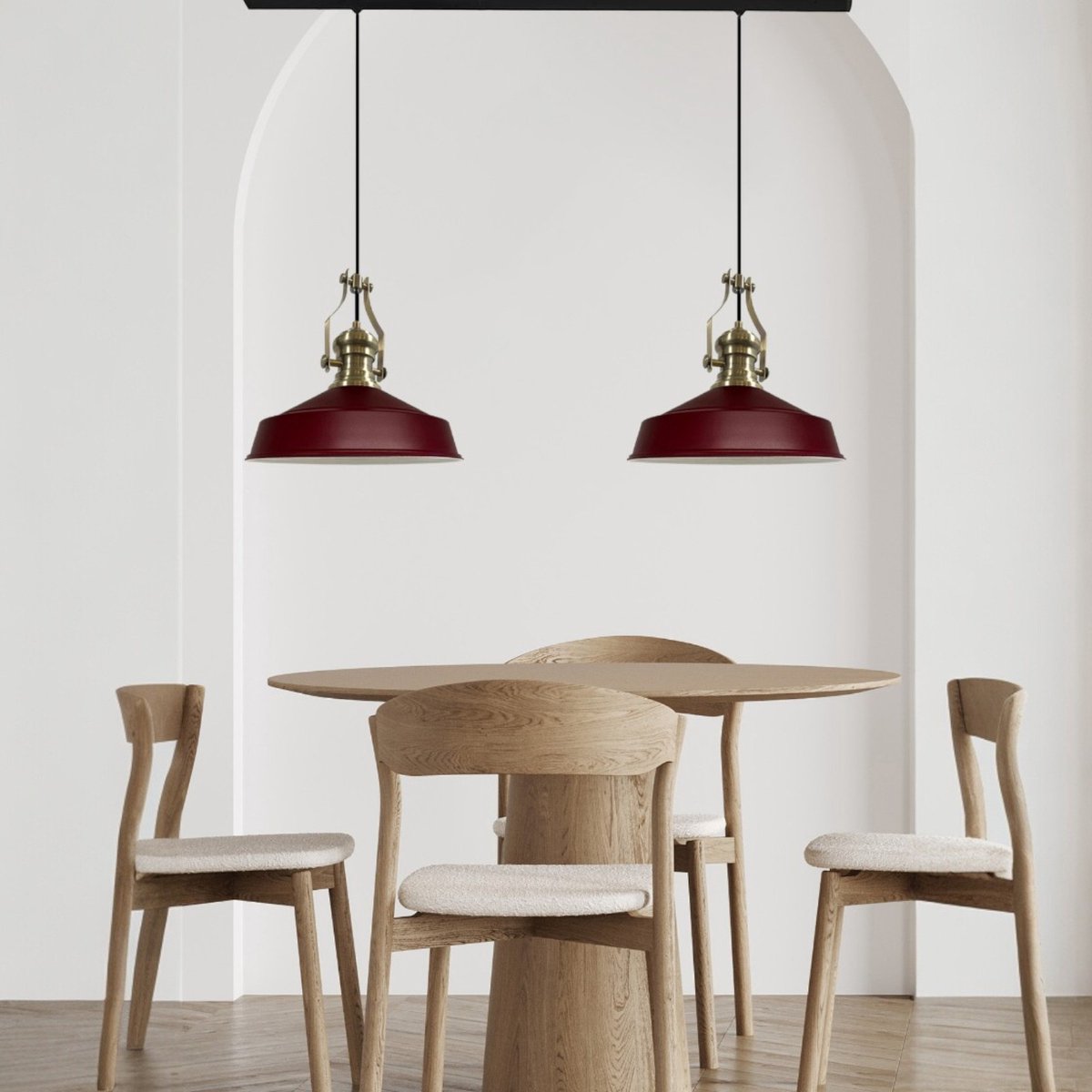 Bamyum Asletl hanglamp, industriële Modern stijl, Ø41 cm, bordeaux metalen lamp