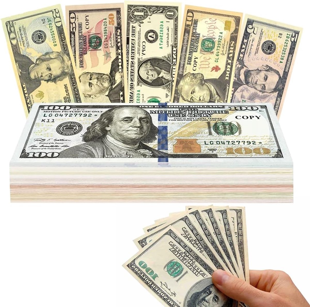 dollar, 180 vellen bankbiljetten, dollarbiljetten, waaronder 1, 5