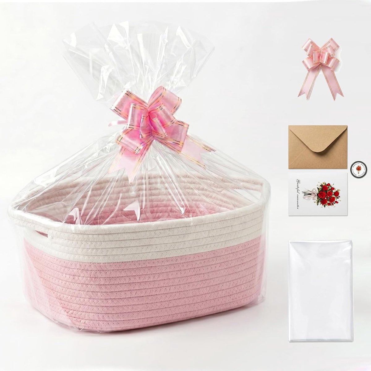 leeg met handvat, katoenen touw, cadeaumand voor geschenken, 30 cm