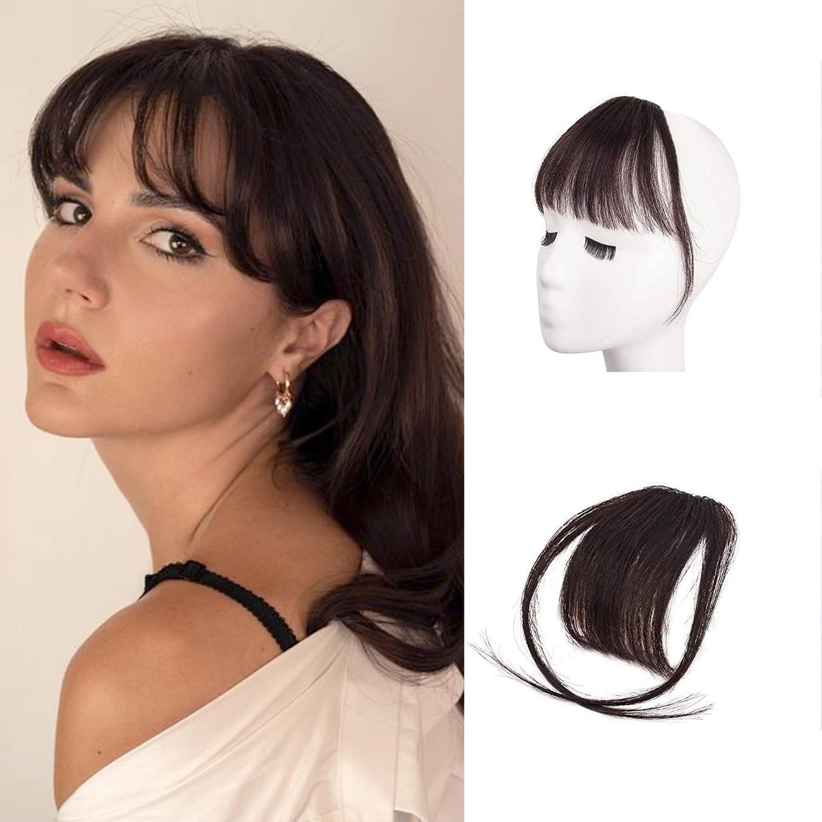 Clip in franje, 100 human hair extensions clip in Franse pony Nette