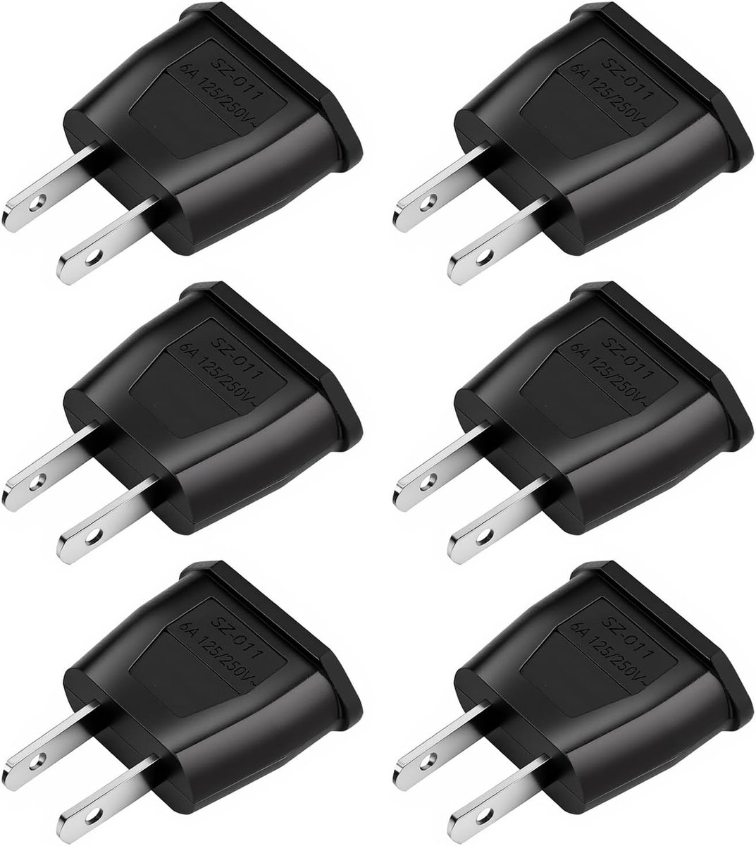 6 stuks EU-stekker naar US adapter voor reizen, adapter VS naar Frankrijk, universele reisstekker, US stekker, praktische set
