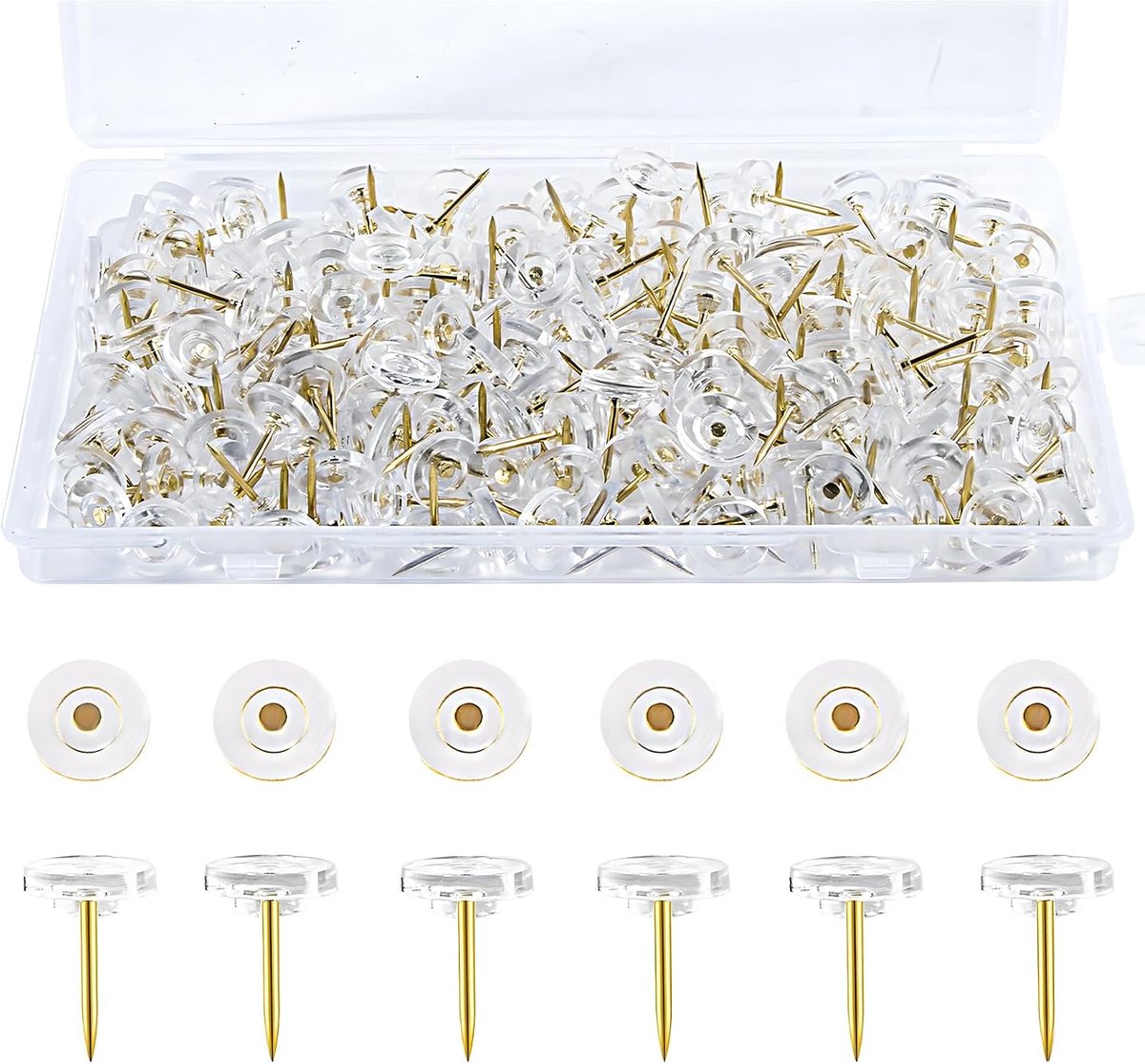 200 stuks platte duimspijkers doorzichtige pushpins transparante