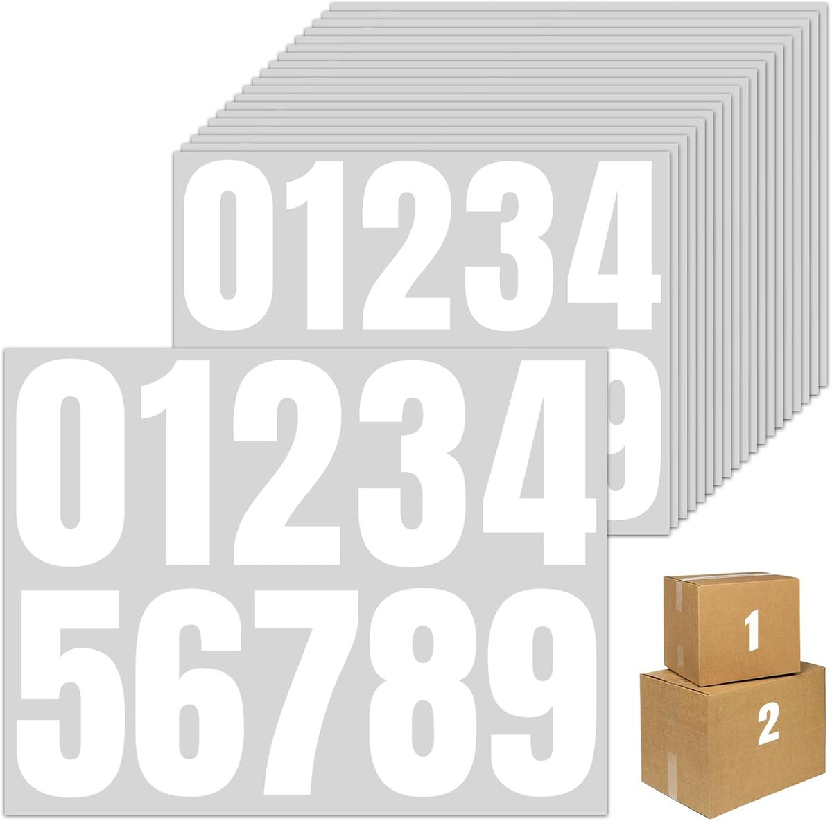 20 vellen cijferstickers, 10 cm, zelfklevende cijfers, weerbestendig