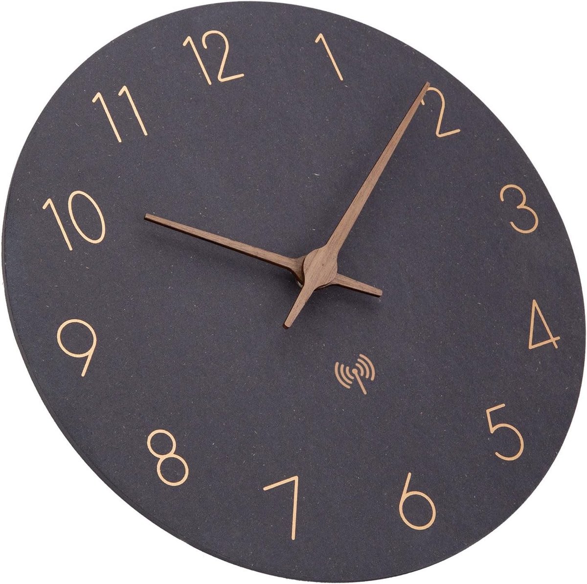 Grote Wandklok van MDF en Hout, Radiogestuurd, Stil en Batterijgevoed, Ideaal voor Thuis, Keuken en Woonkamer, Makkelijk Afleesbaar
