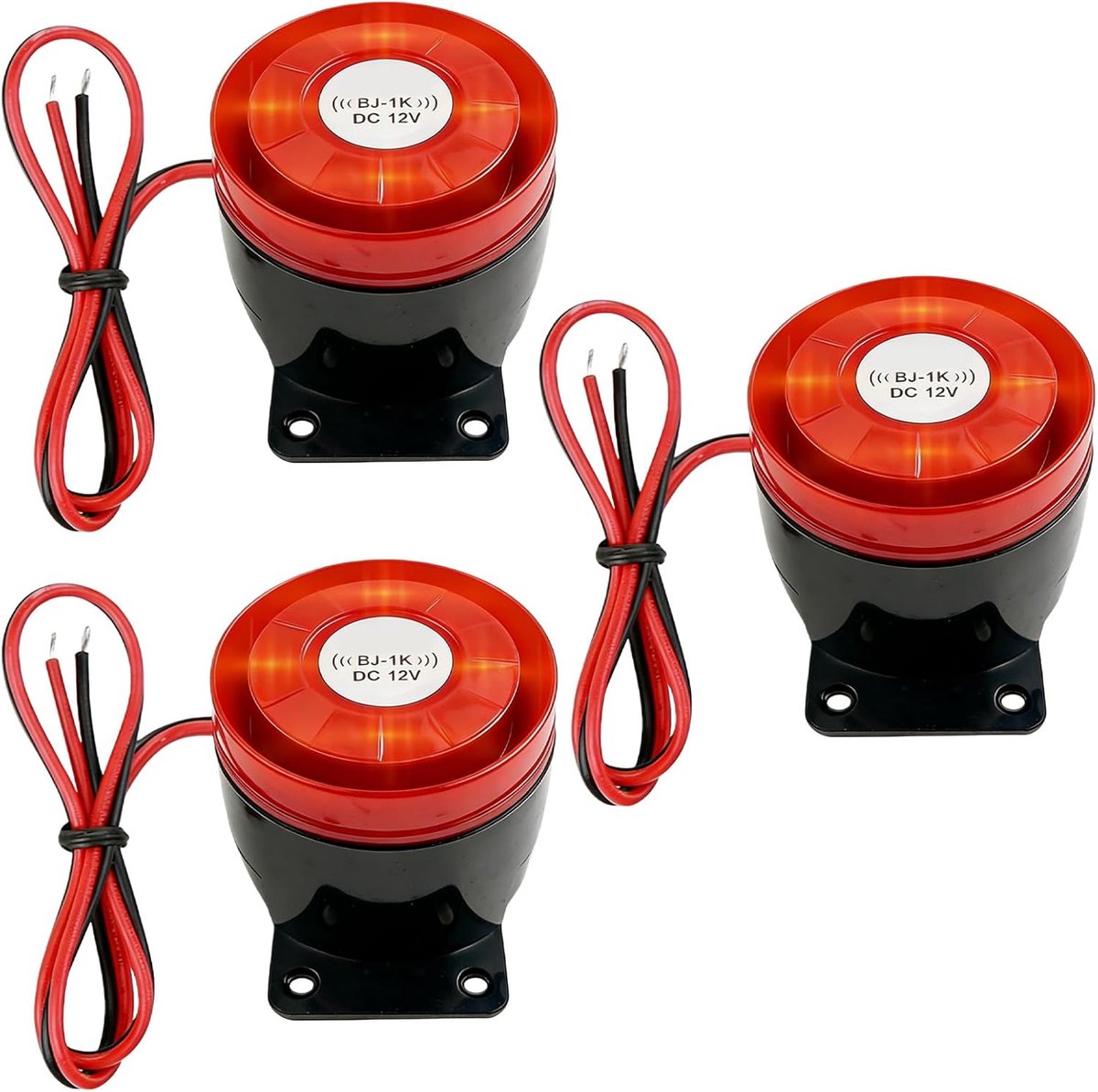 3 stuks DC 12V mini geluid-licht alarm knipperlicht, 120 dB sirene, stroboscoop alarmsysteem lokaas, 1W, IP54, bedraad alarm knipperlicht hoorn voor noodgevallen, evacuatie en veiligheid