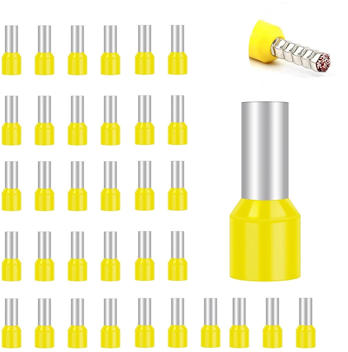 500 stuks adereindhulzen, set van 6 mm², kabelschoenenset, platte