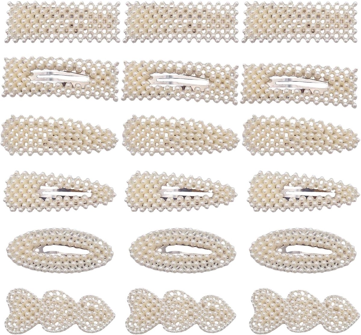 18-delige parelketting voor meisjes, parelkettingen, kunstparelkettingen, parelkettingen met kliksluiting, parelkettingen voor vrouwen, voor meisjes en vrouwen feestkettingen