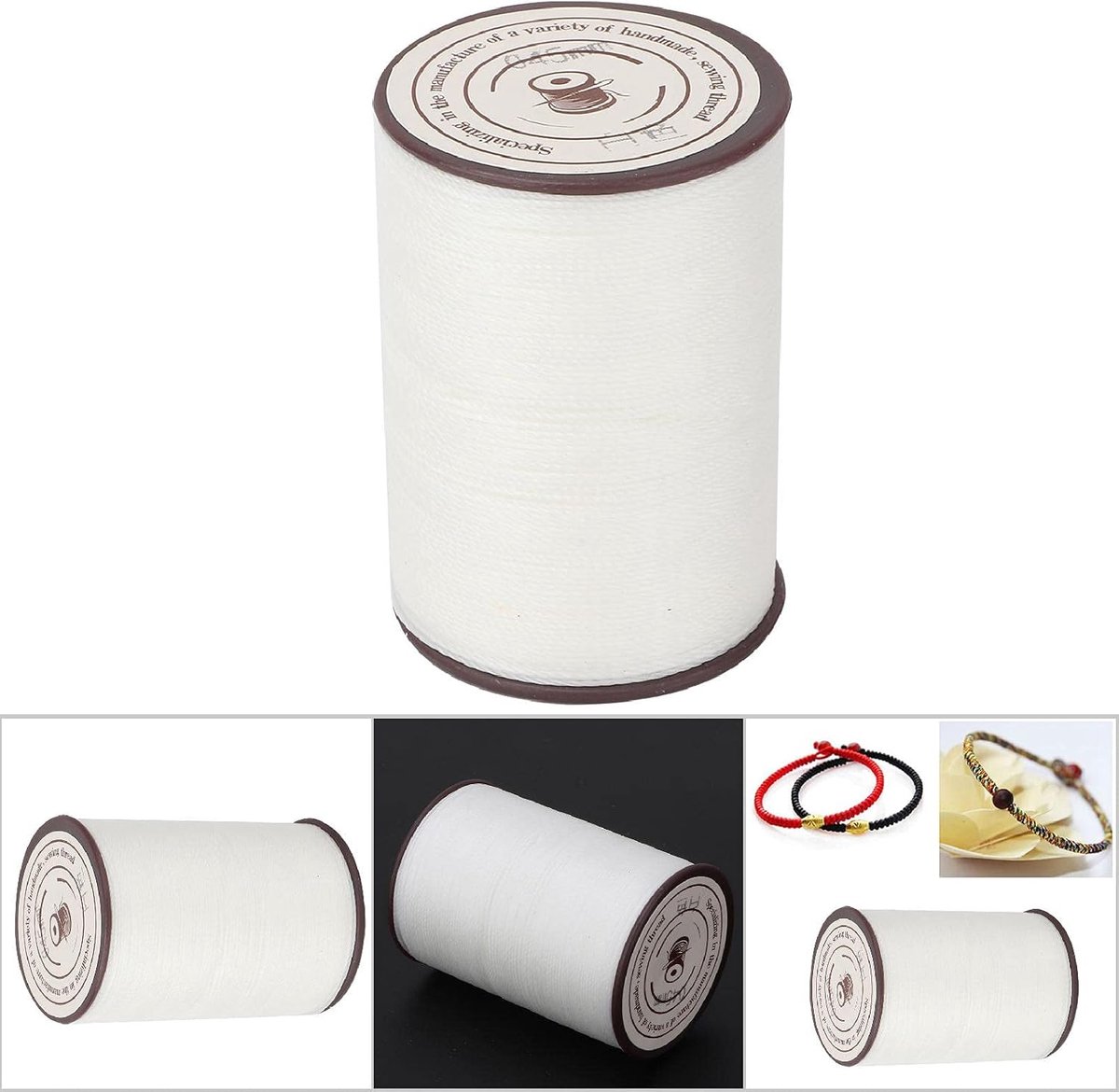 Leerdraad 0.45mm 160m Rol, Wit Polyester Garen voor Lederhandwerk