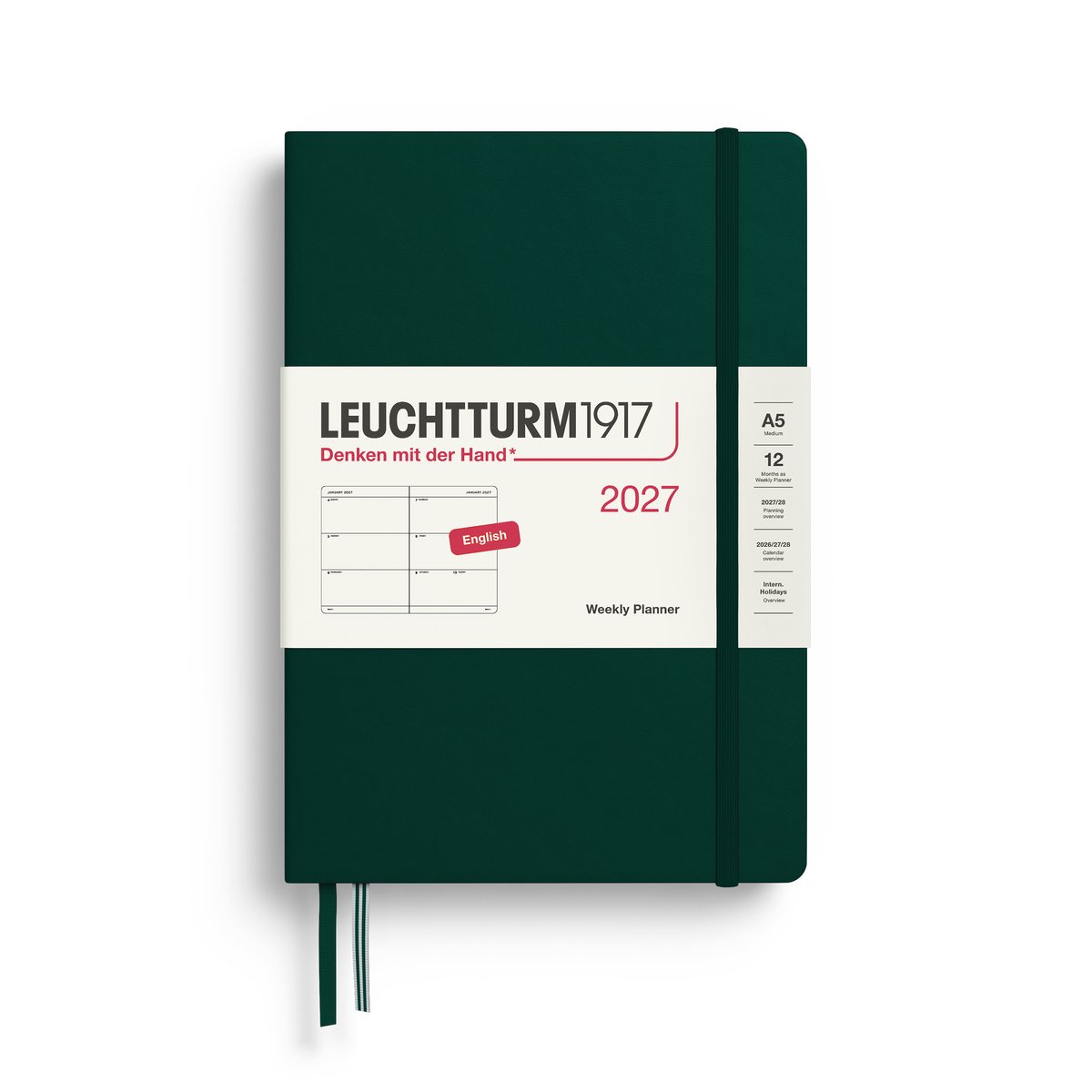 Leuchtturm1917 - 2027 - Agenda - Weekly Planner - A5 Medium 15x21cm - forest green - hardcover