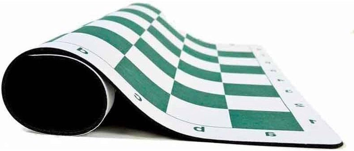 Schaakborden Vinyl - Toernooi Bord - Schaak Competitie - Algebraïsche Notatie - 57 cm Vierkant - Groen Rubber