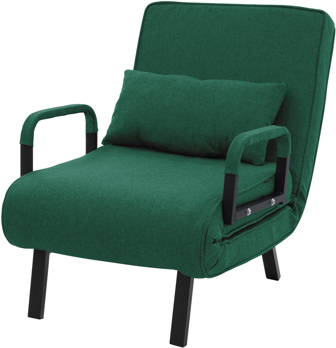 ML-Design | Slaapfauteuil met slaapfunctie 186x60 cm van staal/chenille donkergroen Fauteuil met slaapfunctie, opklapbaar Slaapfauteuil Opklapbare fauteuil Slaapbank