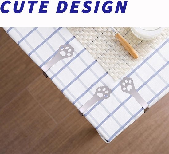 Tafelkleedhouder voor dikke tafelbladen, 10 stuks kattenklauwen weerbestendig roestvrij staal, tafelkleedclips voor tuintafel, restaurant, familietafel, buiten, campingtafel — afbeelding 4