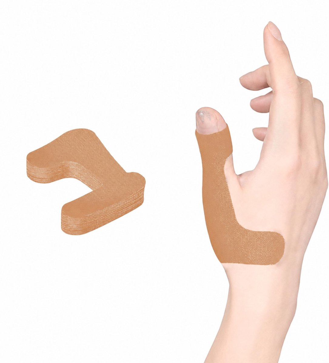 BOTC Kinesiotape Duim - Beige - 20 Stuks - Voorgesneden Duimtape - Elastische Sporttape van Katoen - Voor Ondersteuning en Stabiliteit