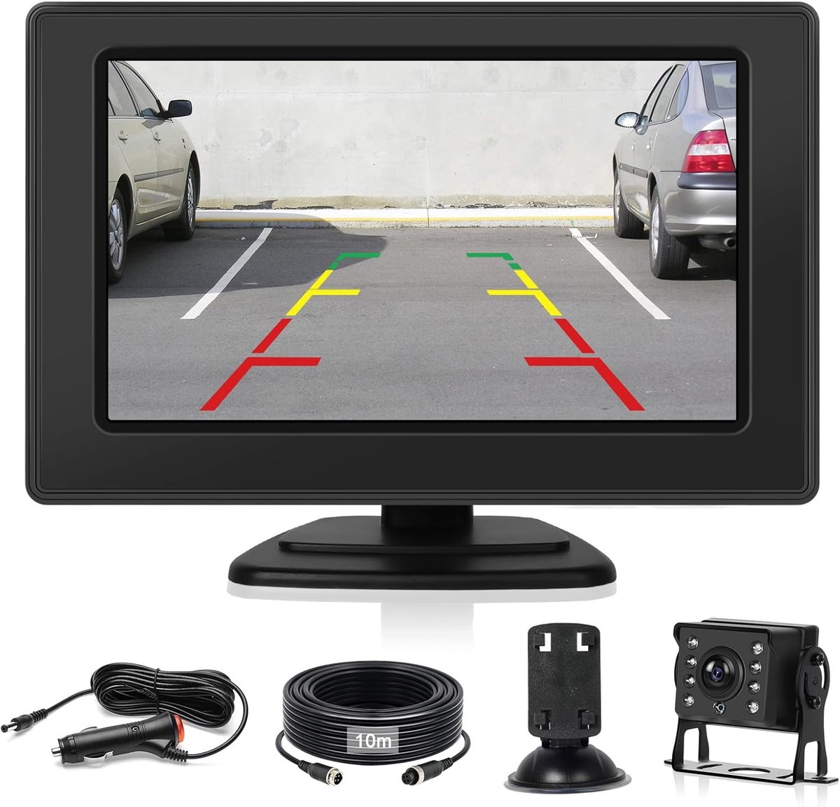 SnelShoppen - Achteruitrijcamera Auto met 4,3 Inch LCD Monitor, Nachtzicht, Waterdicht IP68, Eenvoudige Installatie, Stabiel Signaal voor Veilig Parke