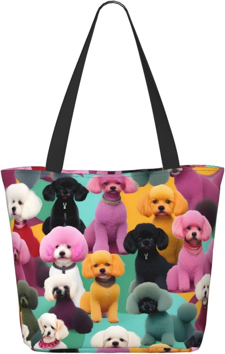 Draagtas Poedels Print - Boodschappentas Hond - Dagelijks Winkelen - Lichtgewicht Duurzaam - 22 x 19 x 5 cm
