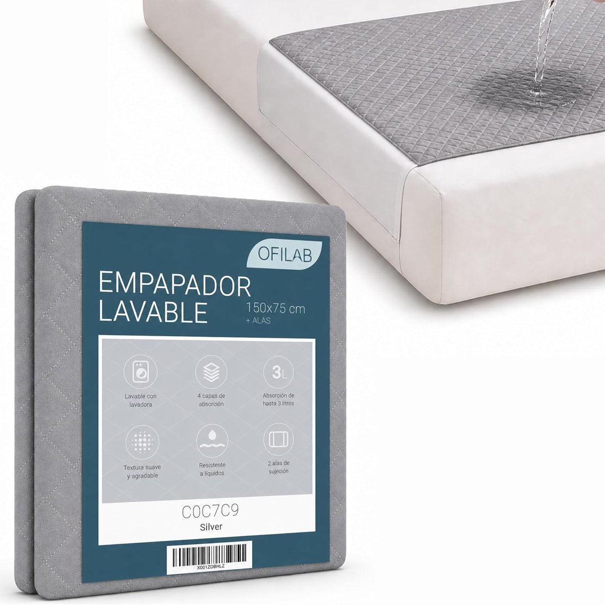 SnelShoppen - Wasbare bedbescherming 150 cm met 45 cm flappen, 4 beschermlagen, super absorberend, waterdicht, herbruikbaar, hypoallergeen, diverse ma