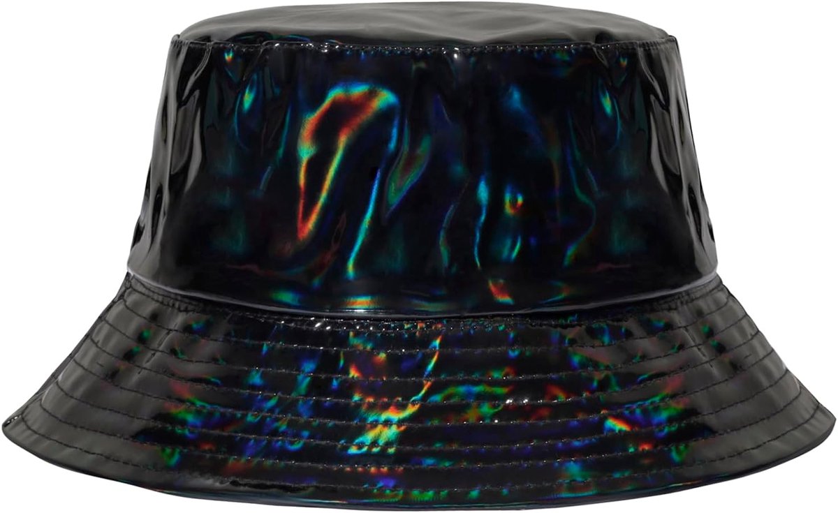 Waterdichte Punk Hip Hop Hologram Metallic Eimer Hoed Waterdichte