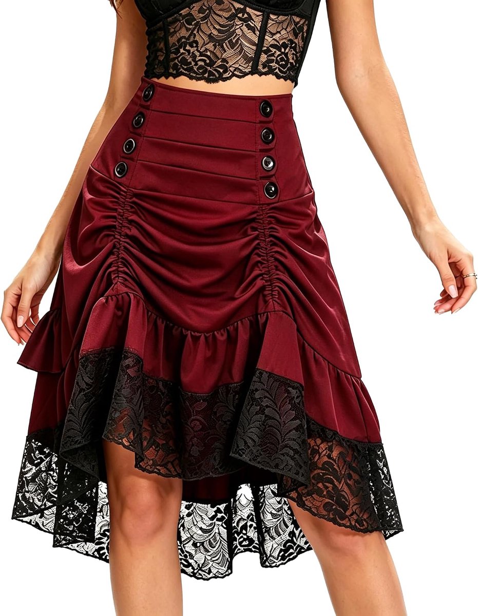 Victoriaanse Steampunk Rok Dames Gothic Vintage Plus Size Jurk Hoog