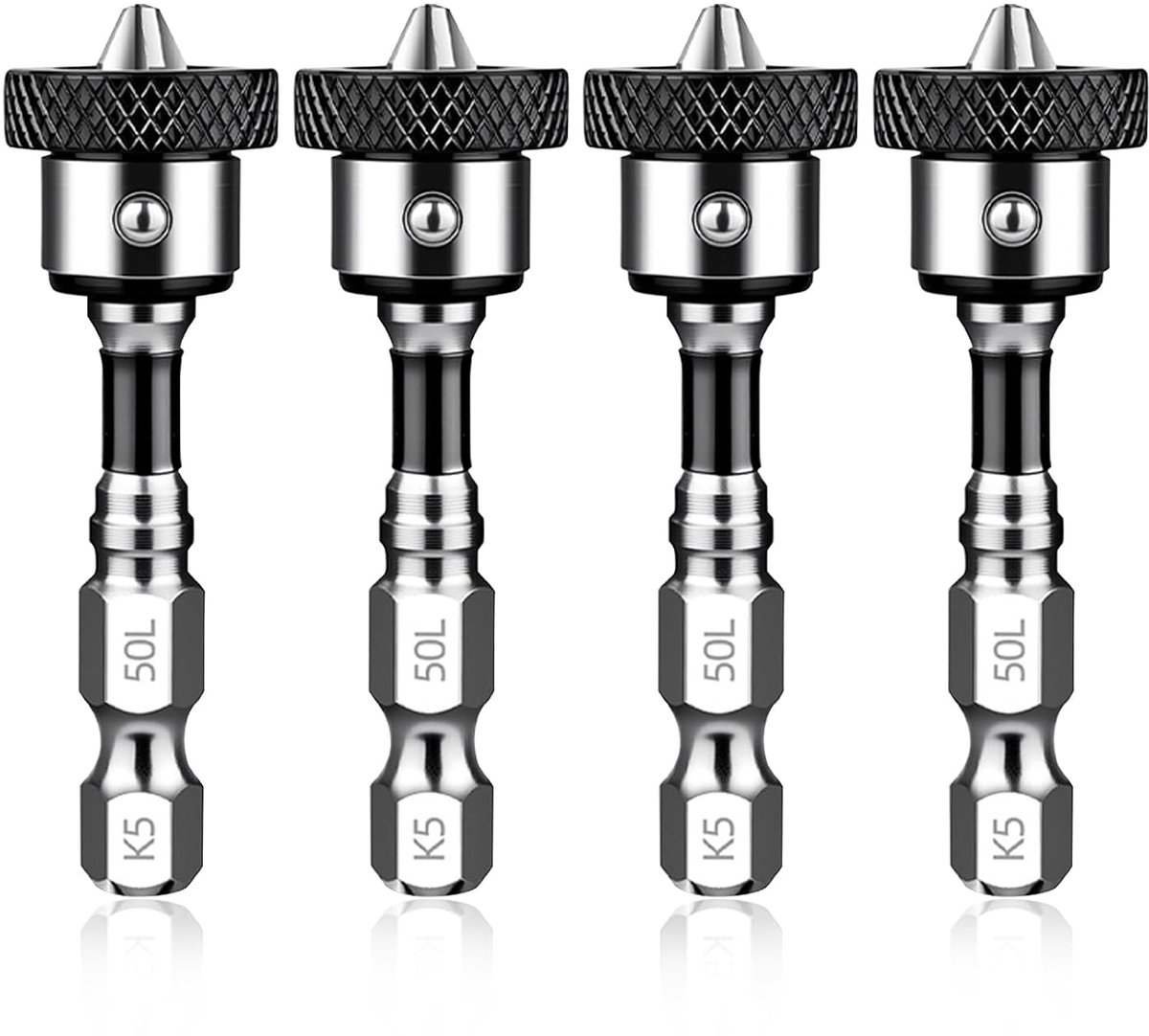 4 stuks gipsplaten bitset, 1/4 inch zeskantschacht, magnetisch, met
