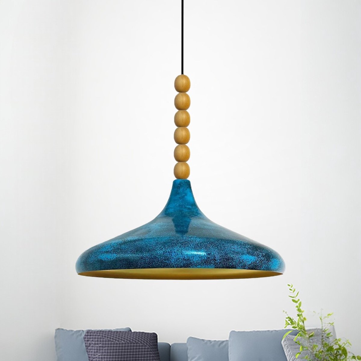 Bamyum Champion hanglamp, industriële Modern stijl, Ø40 cm, oceaanblauw metalen lamp