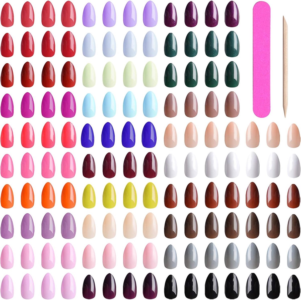 720 stuks korte stiletto kunstnagels, 30 kleuren, kunstnagels