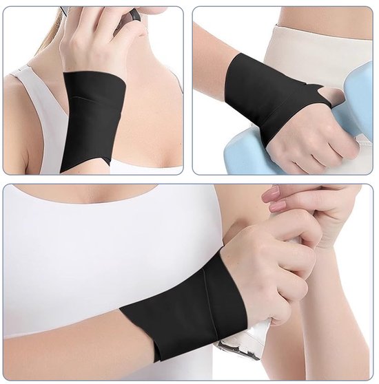 2 stuks polsbandages, zwart, verstelbare polssteun, bandage, polsbandage voor carpaal tunnel, artritis, fitness en dagelijks gebruik, ademend en pijnverlichtend — afbeelding 4