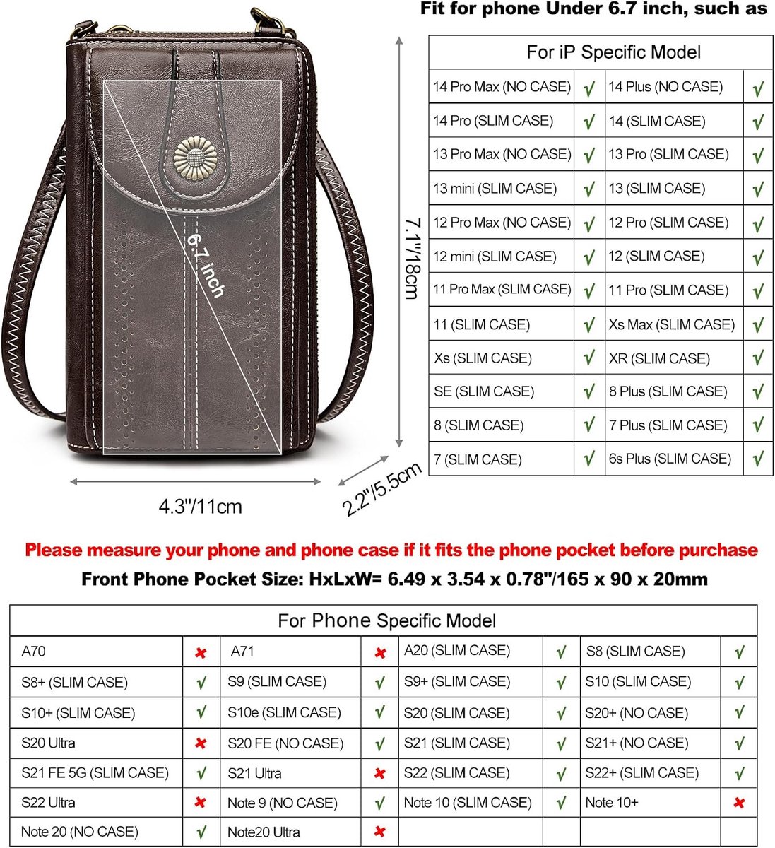 Pn21b017 dames Telefoon Portemonnee
