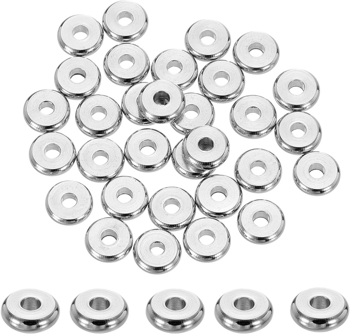 50 stuks roestvrijstalen afstandhouders, 7 mm platte ronde kralen