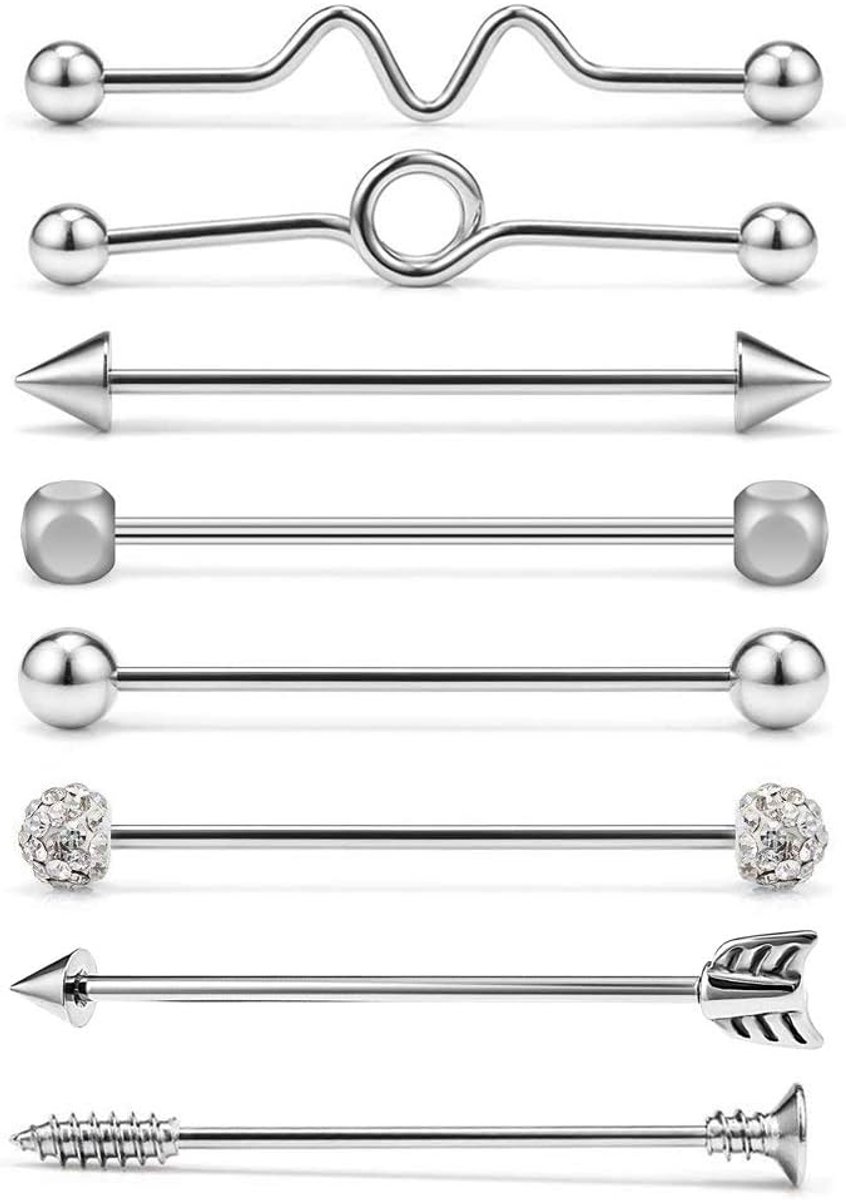 Industriële piercing barbell van chirurgisch staal oorsieraden