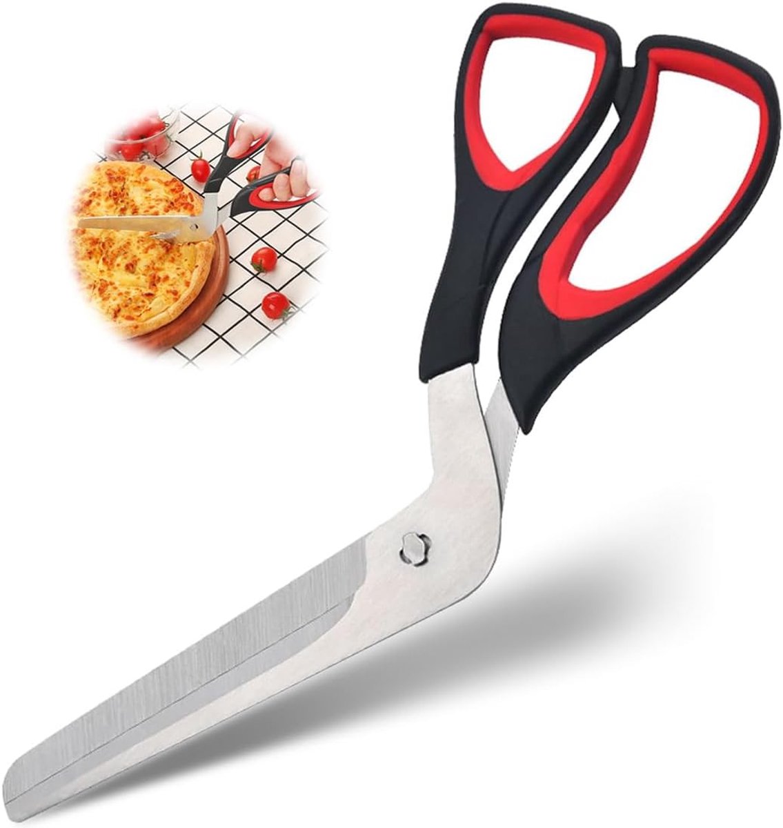 Pizzaschaar met scherp roestvrijstalen lemmet, ergonomische handgreep