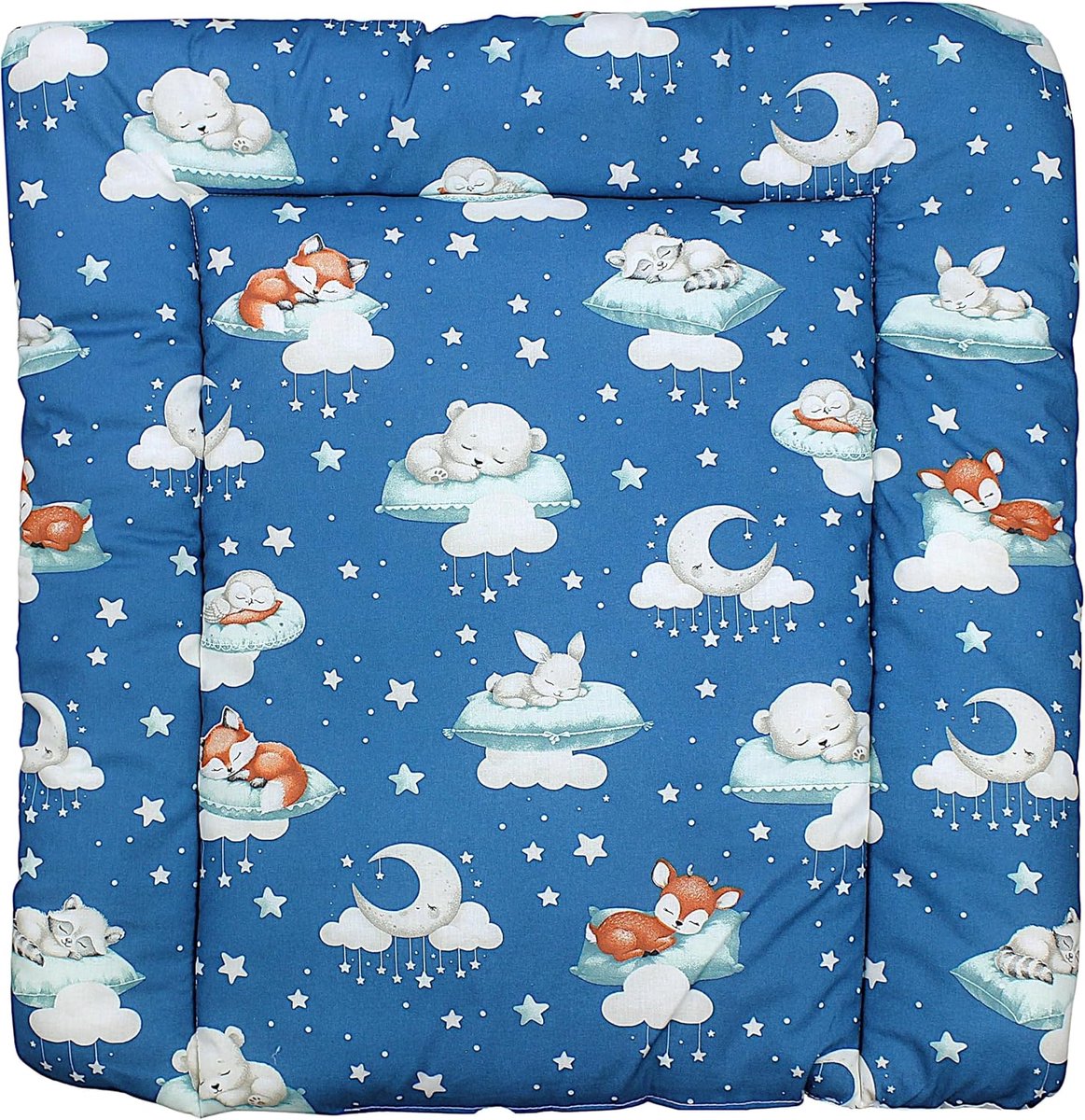Baby Aankleedkussen met Patronen, Slapende baby dieren/Donkerblauw