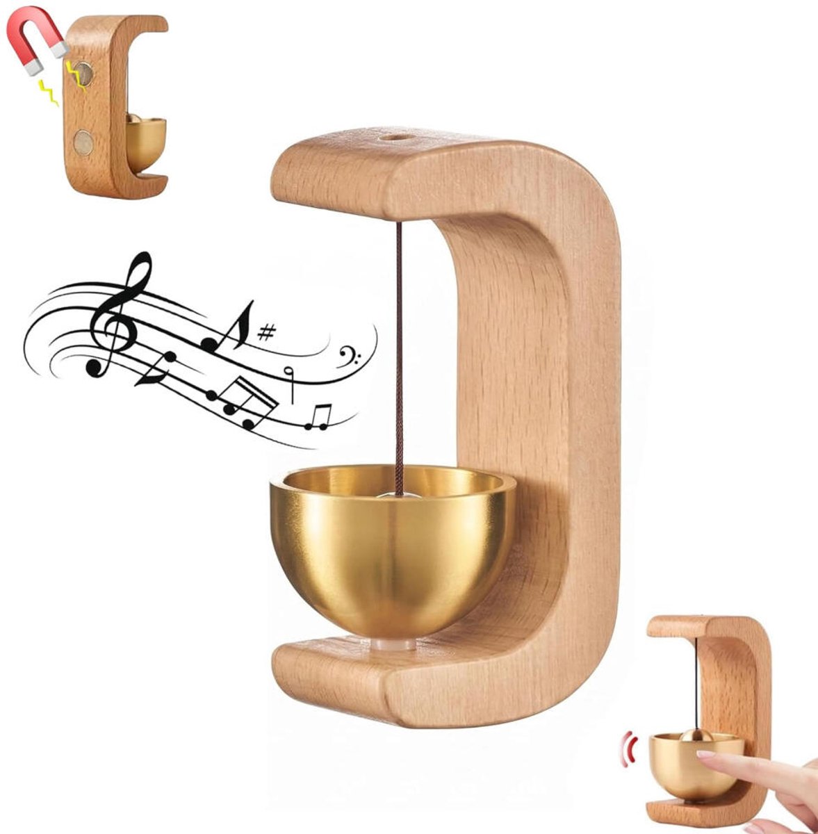 Magnetische Deurbel - Windgong - Hout - winkeliersbel - housewarming cadeau - Entree ornament - Deuropener - Welkom Gasten - Deur Decoratie - Deurbellen - Receptie bel - Entry Bel - WinkelBell - voor veranda, muur, tuin, winkel - houtkleur
