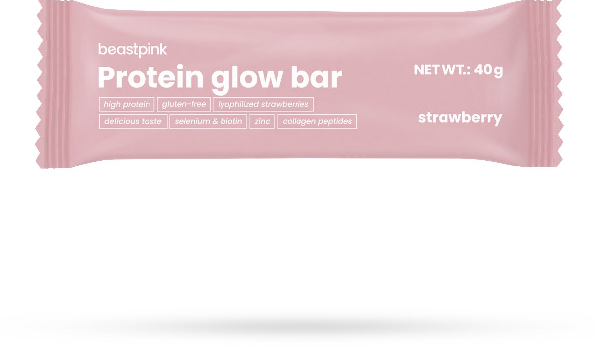 GymBeam Eiwit GlowBar BeastPink 40 g aardbei