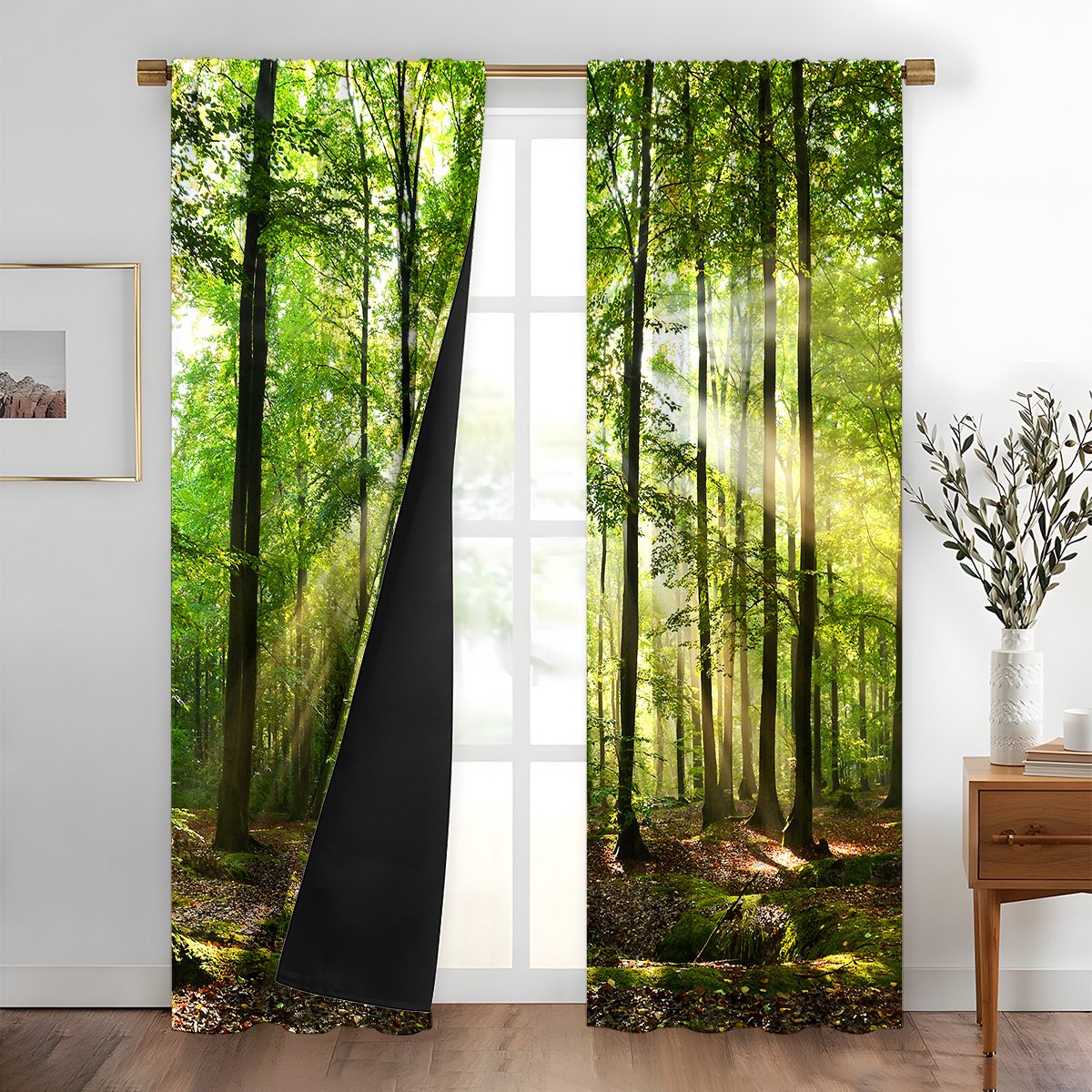 Verduisteringsgordijn - 2 Panelen - 90x210cm - Bosmotief - Thermisch Geïsoleerd - voor Woonkamer en Slaapkamer