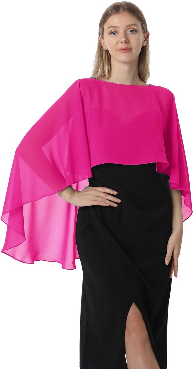 Omgoods - Chiffon Cape001 Dames Pashmina Sjaal - Hot Pink