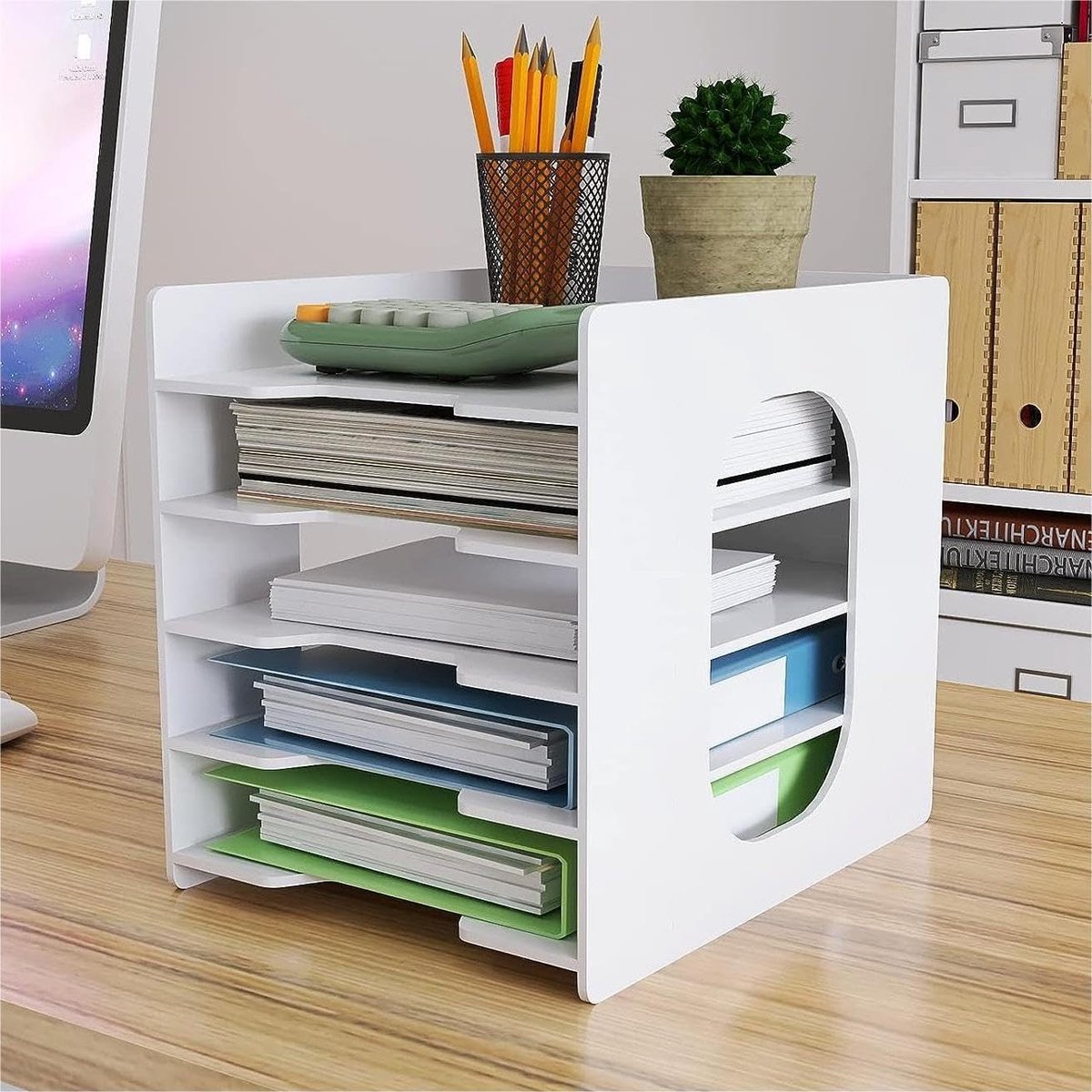 Omgoods - Documenthouder A4 met 5 Opslagcompartimenten - PVC Bureau Organizer