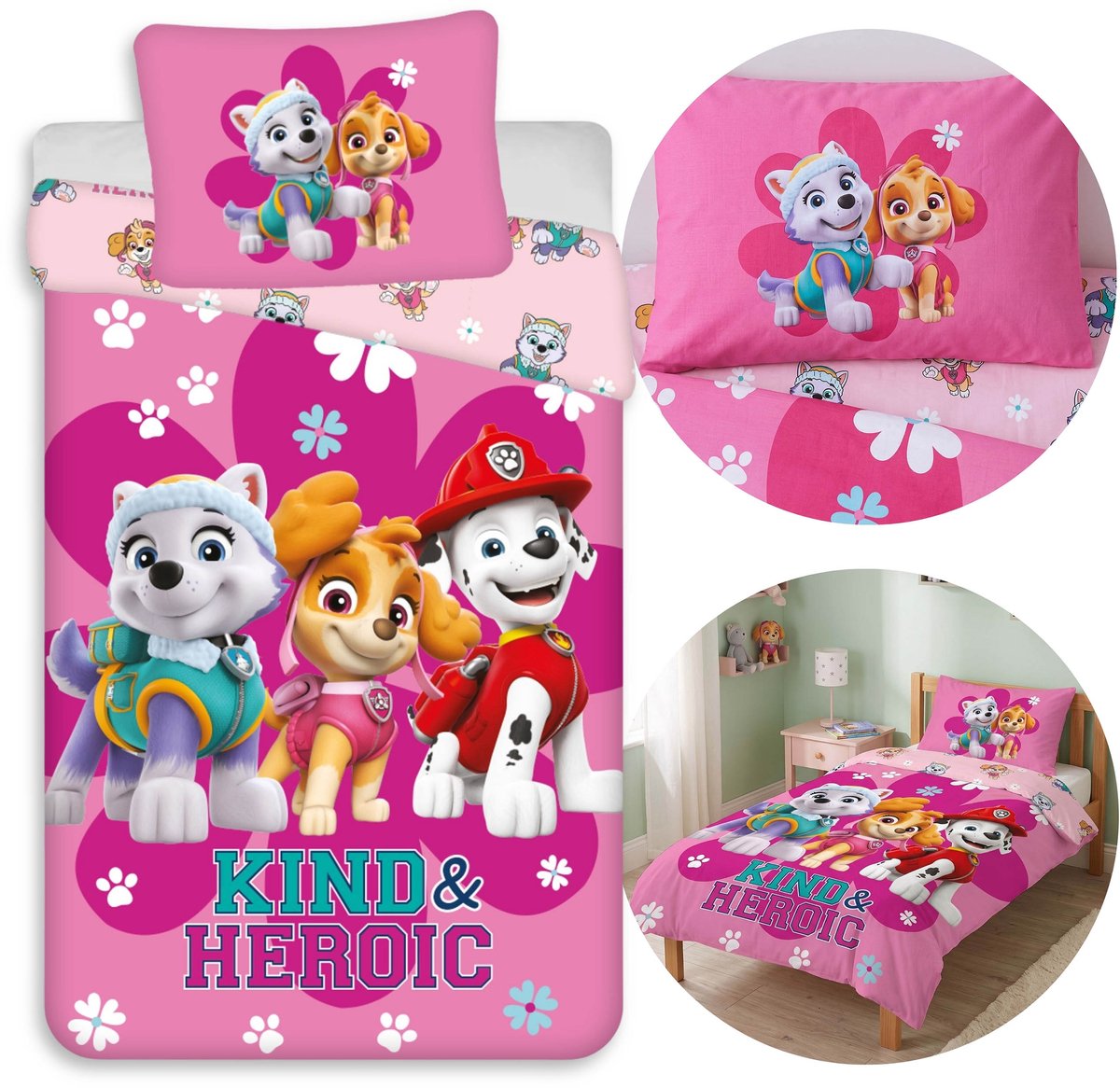 Paw Patrol DUBBELZIJDIG, katoenen KINDERBEDDENGOED met rits, 100% KATOEN 140x200cm+70x90cm OEKO-TEX