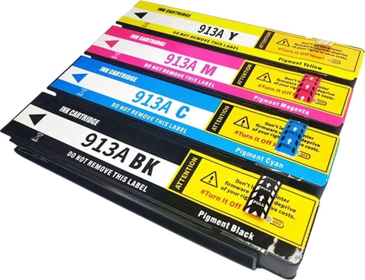 Inktcartridges Geschikt voor HP 913A | Multipack van 4 stuks Geschikt voor HP PageWide 352dw - 377dn - 377dw - Pro 452dn - HP MFP 477dw - HP MFP 477dwt