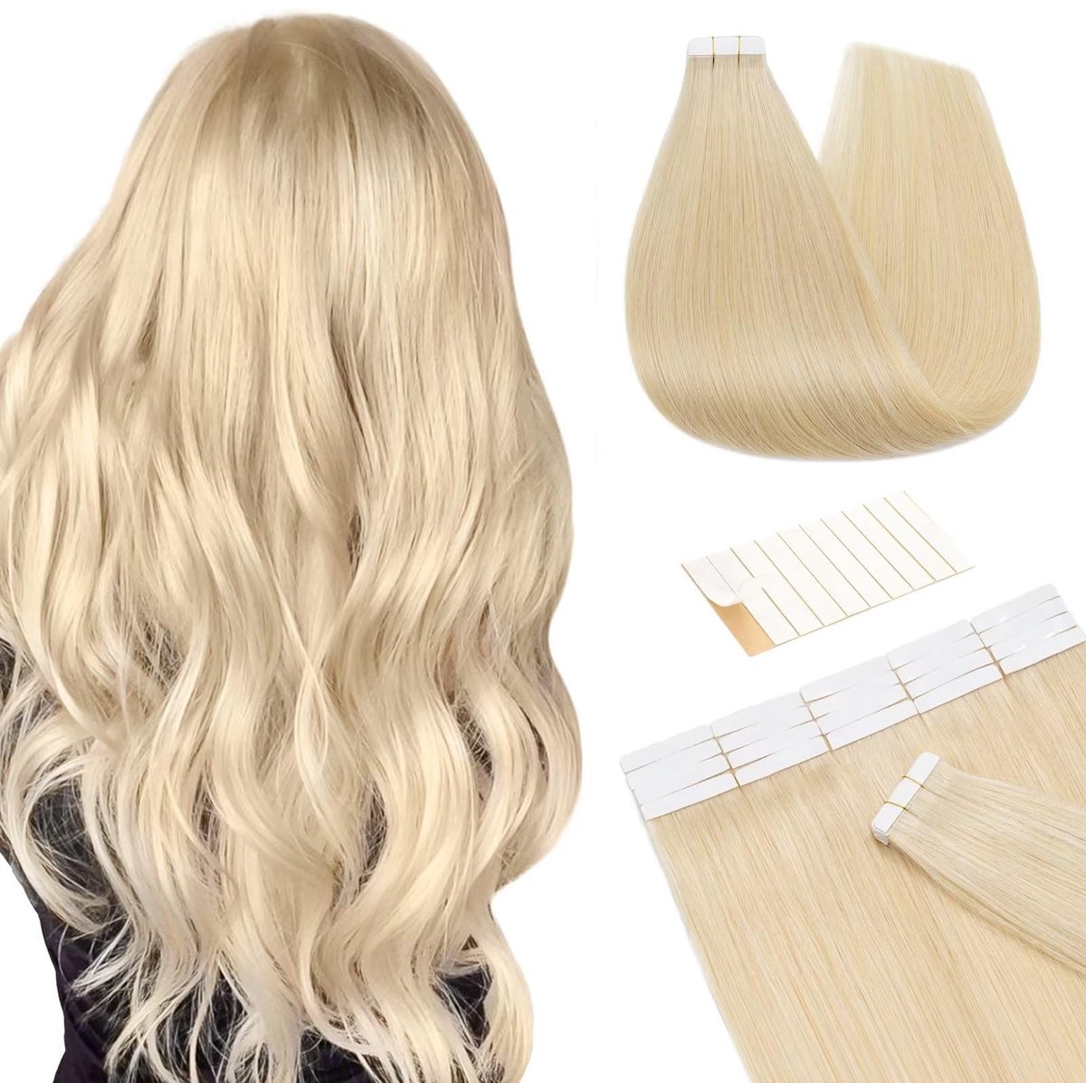 Omgoods - Tape Extensions - 10 Stuks 60cm Blonde #613 Haarpieces